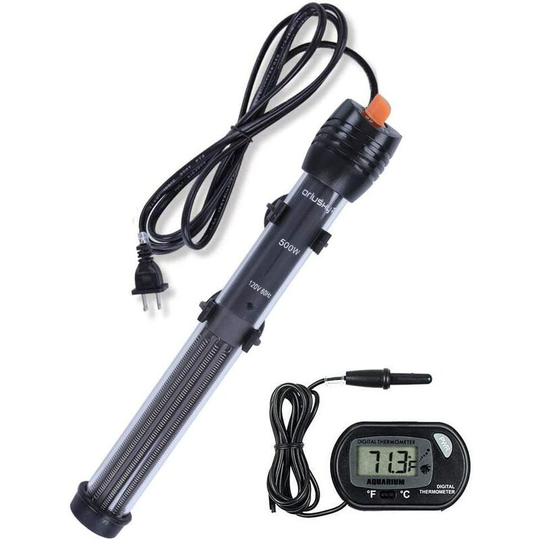 Joorrt - Aquarium Submersible Heater, 25W/50W/100W/150W/200W/300W/500W with Adjustable Knob Thermostat and Free Thermometer Suitable for Saltwater