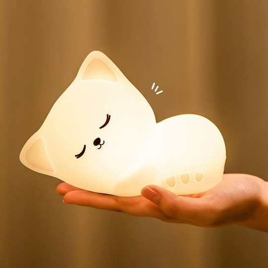 Bearsu - Cat Night Light for Kids Girls,Cute Lamp Silicone Cat Lamp Baby Toddler Girls Night Light Color Changing Nursery Touch Cat Light,Battery