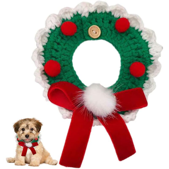 Holiday Fashion Knitted Christmas Pet Collar Cute Dog Collar Pet Scarf Collar Cat Drool Decoration Lightweight