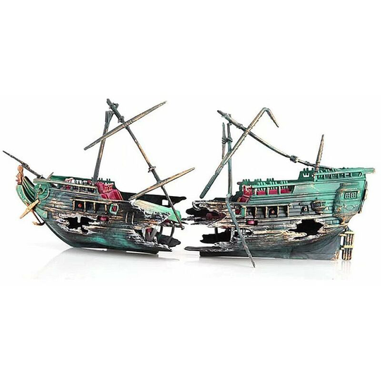 Shattered pirate ship wreck for aquarium decoration - landscaping decorating accessory