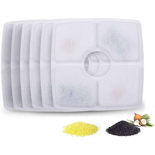 Square Cat Water Fountain Filter Refill Cat Fountain Filters Water Filter, with Activated Carbon and Resin for Fountain, 6pcs