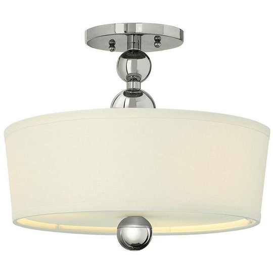 Elstead Zelda - 3 Light Semi Flush Ceiling Light Polished Nickel, E27