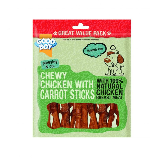 Chicken with Carrot Dog Treat Sticks (320g) (Orange) - Orange - Good Boy