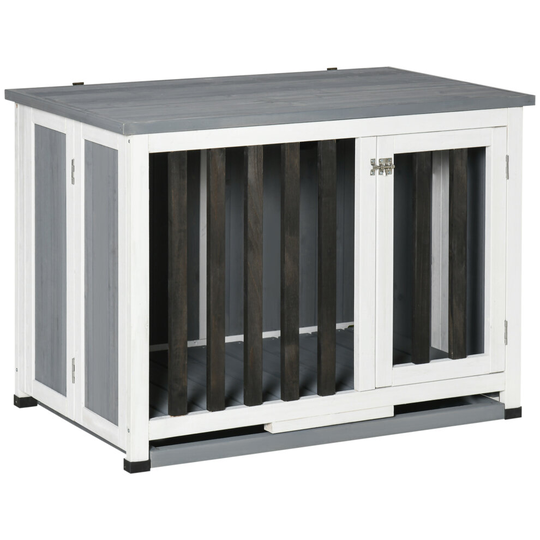 PawHut Wooden Dog Crate Foldable Dog Cage End Table for Medium Pets