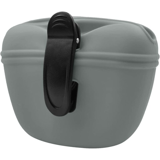 Gift - Silicone Dog Treat Bag with Clip - Portable Dog Food Container for Training - Magnetic Closure - Gray