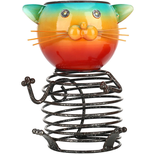 Tooarts - Cat Flower Pot Iron Cat Plant Pot Animal Styling Handmade Indoor Outdoor or Garden Vast Decoration Pink,model:Multicolor