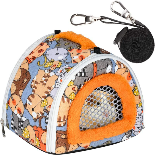 Hamster Beds, Portable Small Animal Hideout Bed With Detachable Strap, Breathable Travel Bag With Double Side Zipper, Warm Pet Beds For Hamster