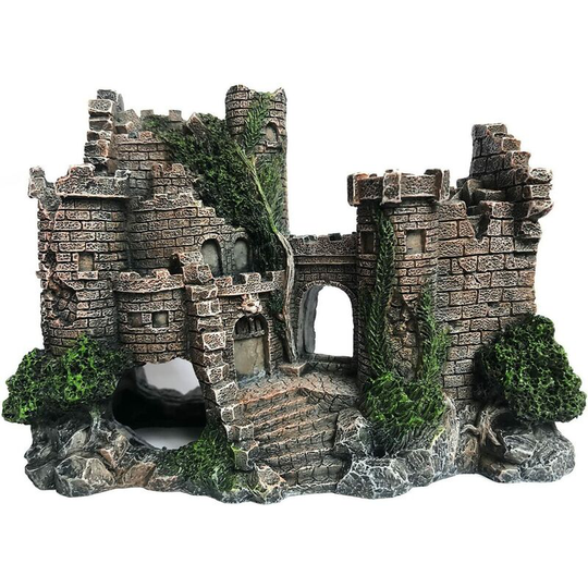 Resin Aquarium Decoration Castle Shaped Fish Hideout Realistic Details Aquarium Accessory
