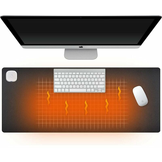 Warm Desk Mat, Large PU Heated Keyboard Pad, Office Hand Warmer Desk Mat, 3-Speed Heated Touch Control, 31 x 13 Gaming Mouse Pad, Winter Desk