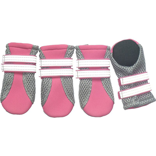 Vibrant Companion Paw Protector Dog Boot Breathable and Slip Straps w/ Reflective Straps Color Pink 4 Sizes x-Small - Inner Sole Width 1.42'