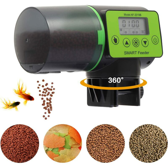 Litzee - Automatic Fish Feeder Dispenser for Aquarium Tank Timer for Holidays, Weekends, Vacations Suitable Fish Food Dispenser Capacity 200ml