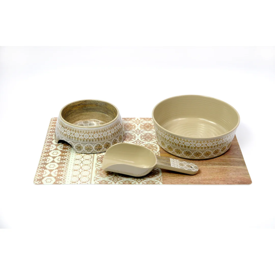 Molly Morrocann Wood Effect Pet 4 Piece Bowl Set