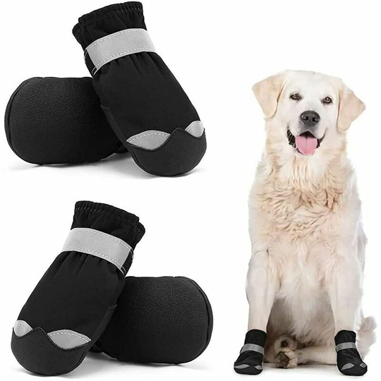 4 Pack Waterproof Dog Shoes, Protective Dog Boots with Reflective Non-Slip Straps, Heavy Duty Shoes for Medium Large Dogs Black 8# Thsinde