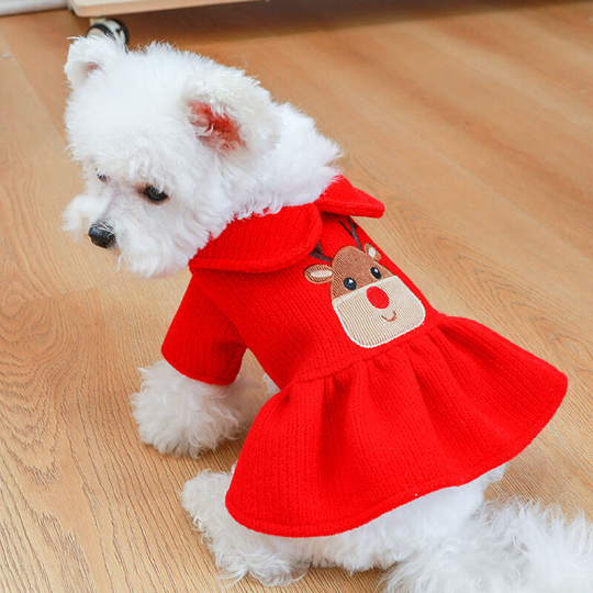 Dog Cat Hoodie Christmas Costume, Christmas Pet Clothes Dog Cat, Warm Pet Clothing, Skirt, Elk Print Pattern Warm Pet