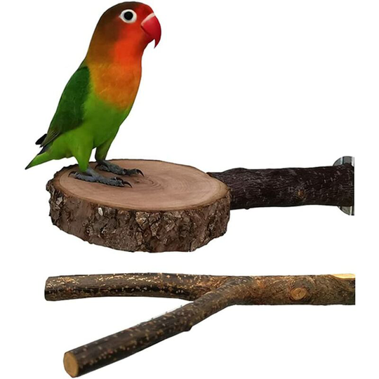Betterlifegb - 2 pcs perches Natural Wood for Parrot, interactive perches Bird Cage, toys for Birds parrot, parakeet, parakeet