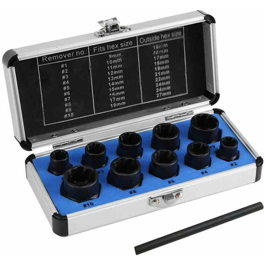 Echoo - 11Pcs Socket Extractor Bolts Nuts Screws Damaged Sockets Set Repair Hand Tools Long