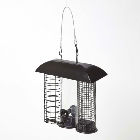 Homescapes - 3 in 1 Bird Feeder - Black - Black - Black