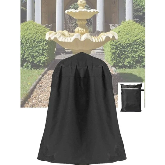 Perle Rare - Outdoor Garden Fountain Dust Cover Heavy Duty Waterproof Durable Bird Bath Cover Fountain Cover with Locking Drawcord Protector Winter