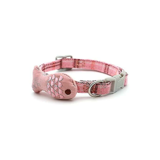 Cat Collar With Fish Ornament, Kitty Kitten Necklace For Small Dogs & Cats Safety Pet Collar Quick Release Buckle