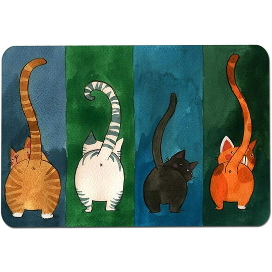 Cute Butt Cat Indoor Door Mat, Fun Doormat Non-Slip Rug Absorbent Carpet for Front Door Bedroom Living Room Bathroom(L)