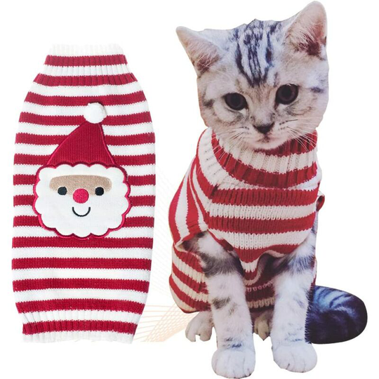 Cat Sweater Christmas Santa Claus Pet Cat Winter Knitwear Warm Clothes,Small