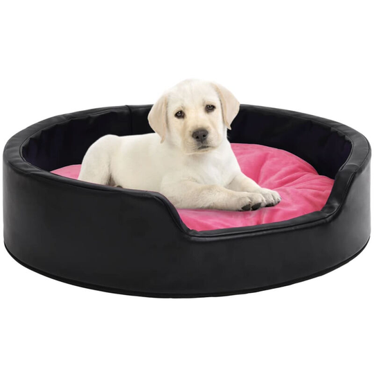 Dog Bed Black and Pink 79x70x19 cm Plush and Faux Leather
