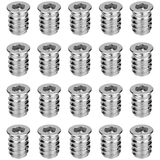 40 Pieces Furniture Socket Screw Inserts Threaded Inserts 6*15MM Zinc Plated Metal Threaded Insert Nuts Type D Hex Socket Screw Nuts Screw in Nuts