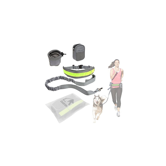 Cadrim Hands Free Dog Walking Belt Ajustable Dog Leash Waist Belt (grey)