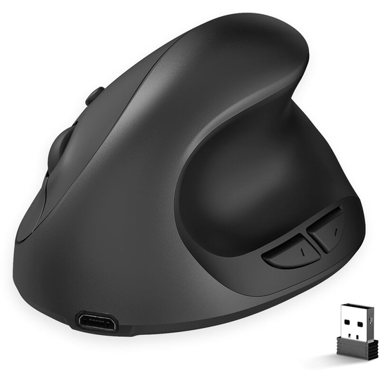 X10 2.4G Wireless Vertical Mouse Ergonomic Mice 3-gear Adjustable dpi Built-in 600mAh Rechargeable Lithium Battery Black,Black - Black - Hxsj