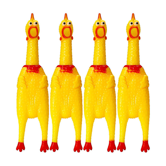 4 pcs Yellow plastic chicken, dog toy, chicken despair cry, chicken trumpet cry, creative disinfection toy