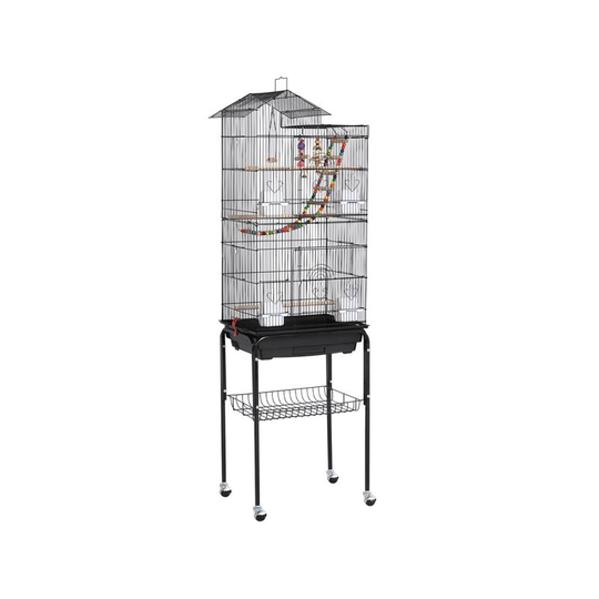 Yaheetech - Parrot Cage Rolling Metal Bird Cage, Black - black