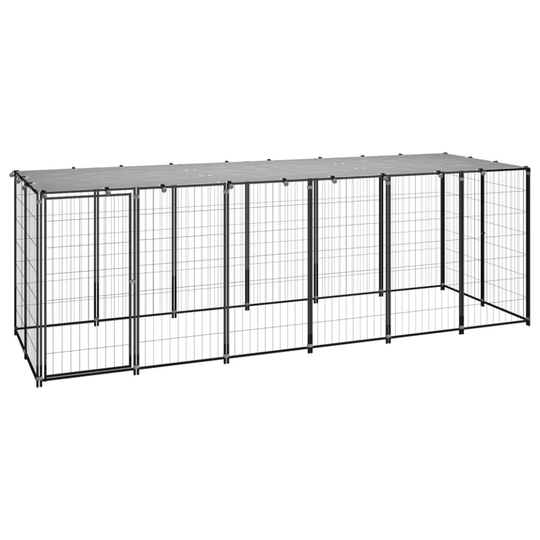 vidaXL Dog Kennel Black 330x110x110 cm Steel Puppy Enclosure Dog Supply Cage