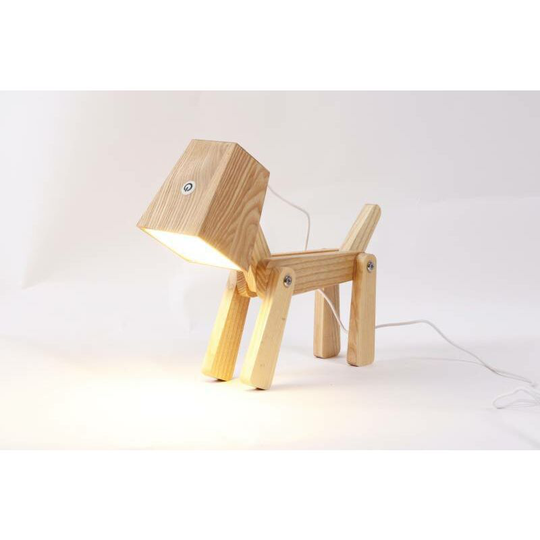 Wooden table lamp puppy table lamp touch switch three-speed adjustable led light