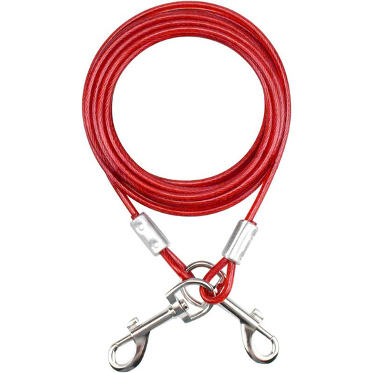 Denuotop - Tether Cable for Dogs up to 40 kg, Tether Cables Leash Cable Metal Chain Leash for Small, Medium Sized Dogs (Red, 5M)