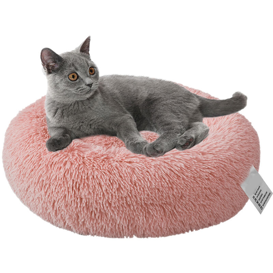 Soft Plush Round Pet Bed Cat Soft Bed Cat Bed for Cats Small Dogs - pink-diameter 50cm