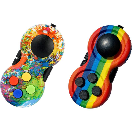 Fidget Pad 8 Function Fidget Toy Cube Controller Stress Reducer for add hd Autism Kids and Adults (Graffiti + Rainbow)