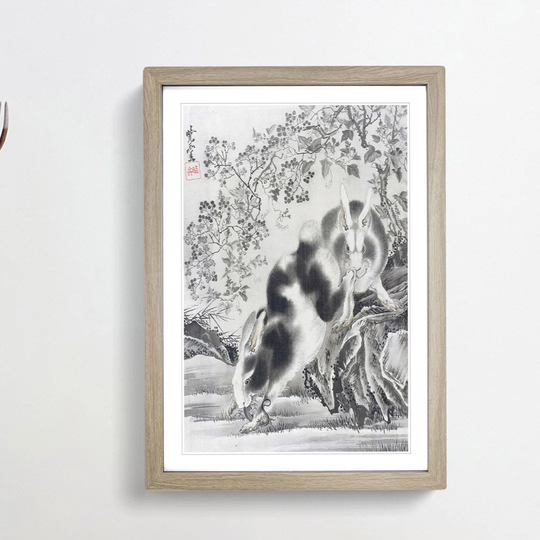Rabbits by Kawanabe Kyosai - Picture Frame Painting Print