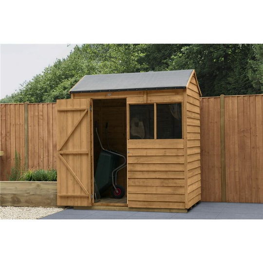 4ft x 6ft Reverse Apex Overlap Dip Treated Shed (1.3m x 1.8m) - Modular - core