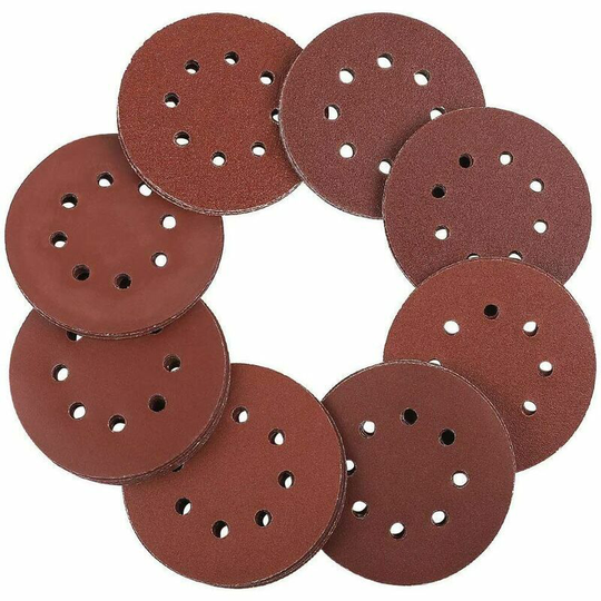 Thsinde - Sanding discs 125 mm Velcro - 100 pieces of sandpaper for eccentric sanders, each with 8 holes 20 x 60/80/100/120/240 eccentric round paper