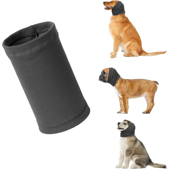 Dog Snood for Dog's Neck and Ears, Neck Gaiter and Ear Warmers for Dogs, Provide Anti-Anxiety Relief (S,Grey)