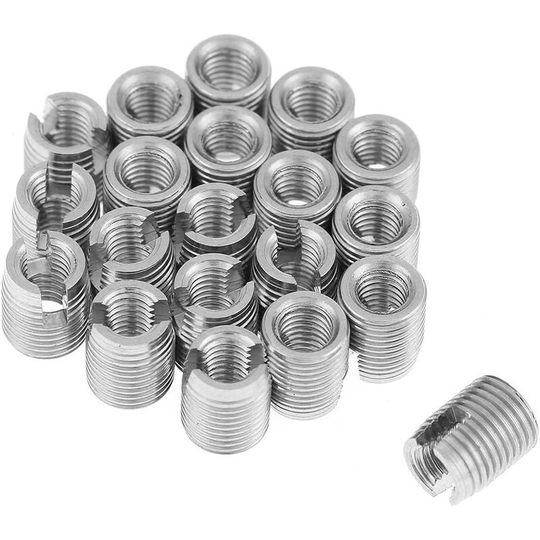 20pcs Self Tapping Threaded Insert M3 x 6mm Self Tapping Slotted Screw Thread Insert Nut for Spiral Repair