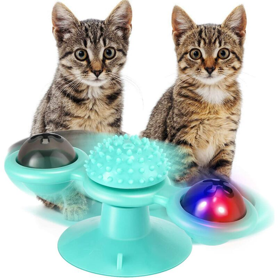 Windmill Cat Toy Turntable with Catnip and led Ball Interactive Toy Massage Toy for Cats Kittens - Langray