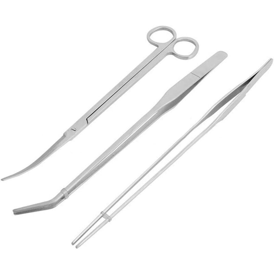 Perle Rare - Aquarium Kit Fish Tank Aquascaping Stainless Steel Tank Tweezers Scissors Tool Set Cleaning Kit for Aquarium Fish and Plants (3Pcs Set1)