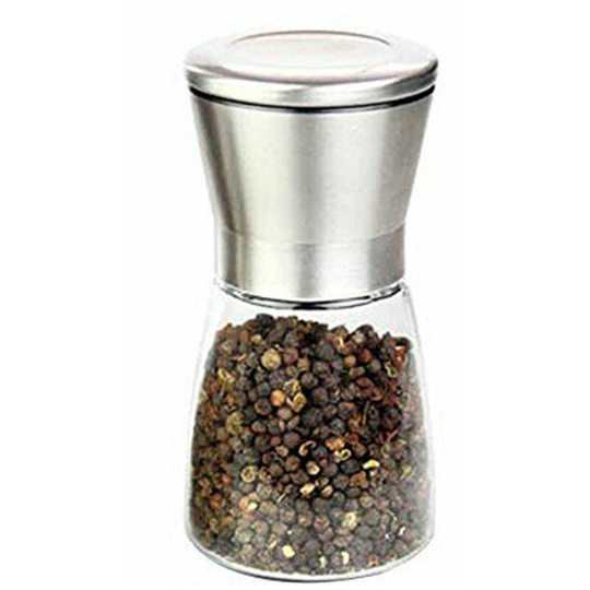 180ML Modern Stainless Steel Glass Salt/Pepper Spice Grinder Bottle,model:Silver 180ml