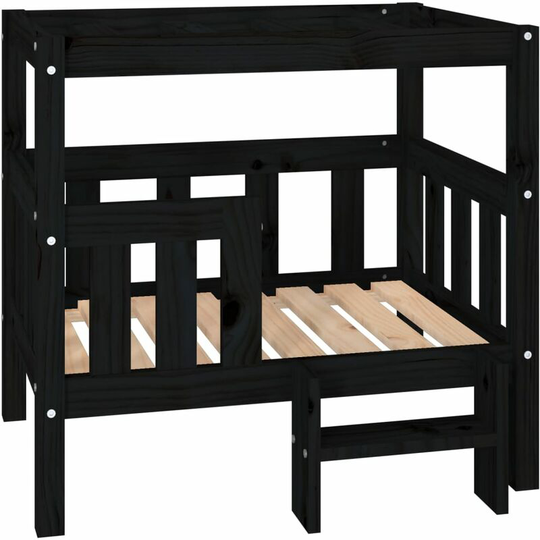Dog Bed Black 75.5x63.5x70 cm Solid Wood Pine Vidaxl Black