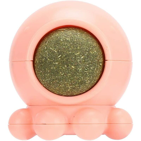 Fvbjd - Catnip Chew Ball, Cat Snacks Spin Ball Licking Candy Toy Help Digestion Grind Clean Teeth Tease Cat Toy(Pink)