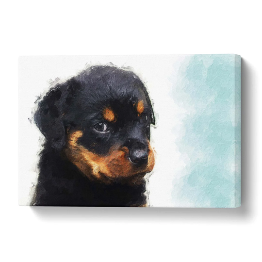 'Rottweiler Puppy' Painting on Wrapped Canvas