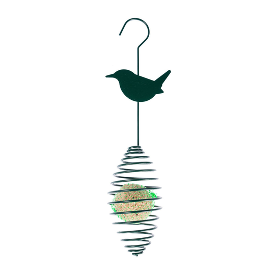 (Wren) Metal Spring Bird Feeder with Bird Decoration