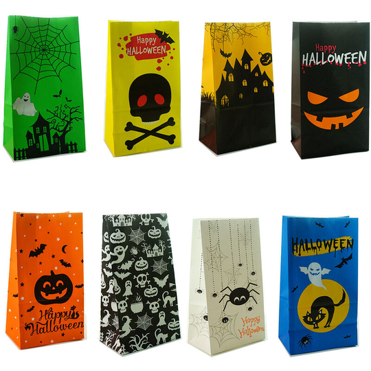 Halloween Paper Bags, 8 Piece Halloween Candy Bags, for Candies, Cookies, Nuts, Chocolates