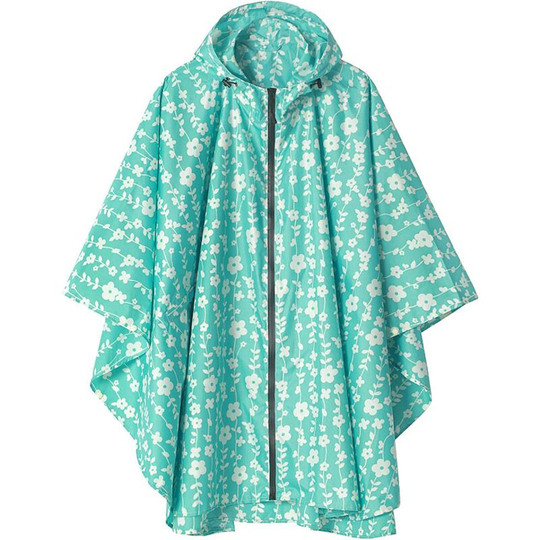 Kartokner - Rain Poncho Jacket Coat Hooded for Adults with Pockets, Free Size (Blue Floral)
